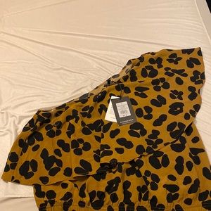 Ink blot animal one shoulder blouse